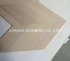 White Stained Oak Chevron Engineered Wood Flooring, Premium Grade