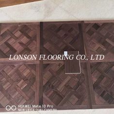 Stained American Walnut Versailles Parquet Engineered Flooring, 600x600x15MM, 4MM walnut lamellas, smooth, UV lac