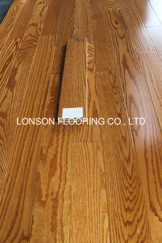 Red oak solid hardwood flooring, smooth surface with color butter rum