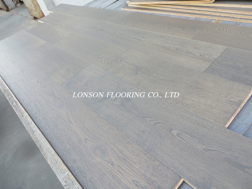 Medium Grey Stained Russian Oak Engineered Wood Flooring