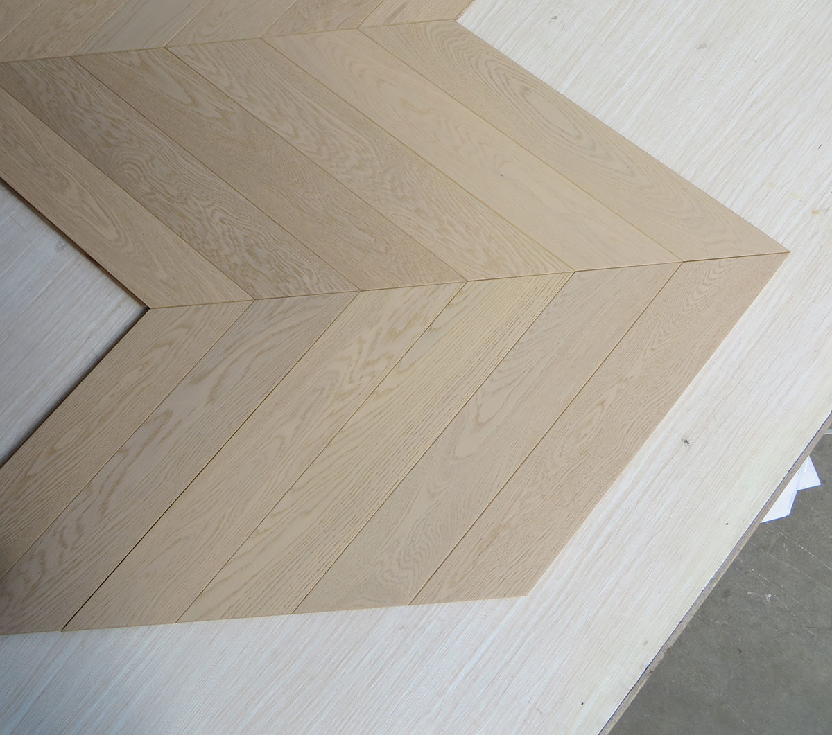 White stained Oak Chevron Engineered Wood Flooring