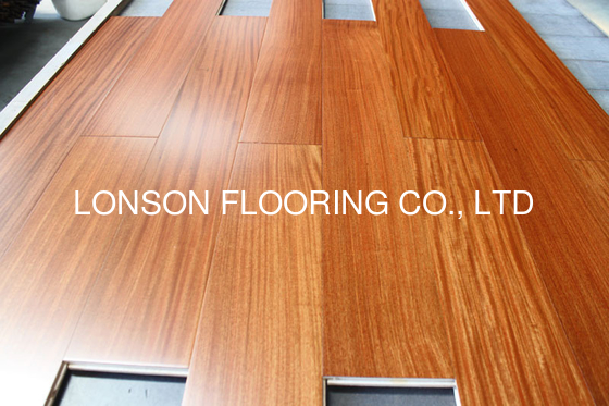 Quality Afrormosia Engineered hardwood flooring, stained color and semi-gloss finishing factory