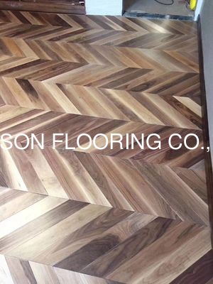 Quality C Grade And Natural Lacquered Chevron Pattern Parquet Eco Friendly factory