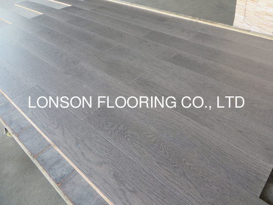 Quality Dark Grey Oak Engineered wood Flooring, Prime AB Grade & Brushed Finishing factory