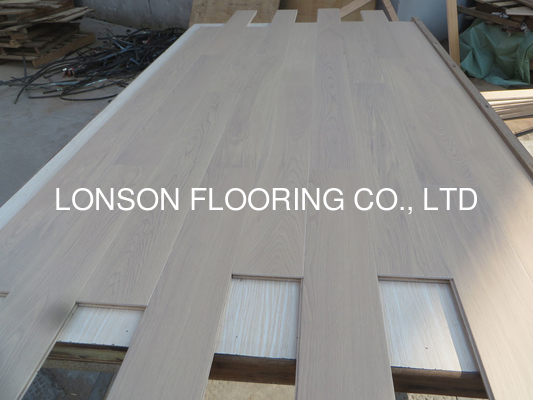 Quality Premium Russian White Oak Engineered Wood Flooring, white stained, color E35 factory