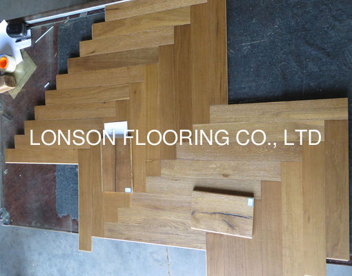 Quality Residential Smoked Oak Engineered Herringbone Parquet Flooring Color 21 factory
