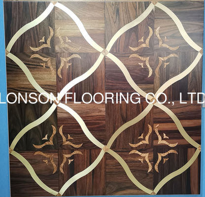 Quality Metal Inlayed Parquet Wood Flooring Multi Ply Brass / Stainless Steel Mixed With Wood factory