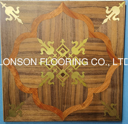 Quality Metal Inlayed Parquet Wood Flooring Multi Ply Brass / Stainless Steel Mixed With Wood factory