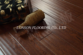 handscraped white oak engineered wood flooring with brown stained