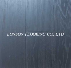 totally black stained oak engineered wood flooring, handscraped and brushed surface