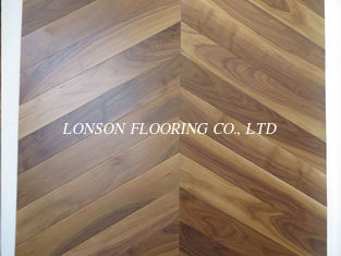 American walnut Chevron parquet engineered wood flooring; Chevron in American Walnut wood flooring