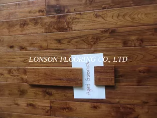 different stained Asian Teak solid hardwood flooring with distressed finishing