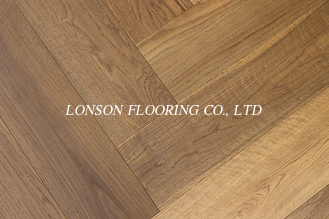 White Oak Herringbone Engineered Hardwood Flooring, Smoked, UV Oil