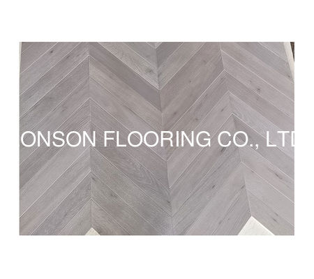 Quality Chevron Engineered Oak Flooring With Stone Grey Stained Selected ABC Grade factory