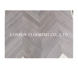 Chevron Parquet Oak engineered wood flooring with stone grey stained, selected ABC grade