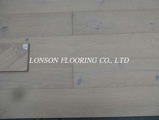 Character European Oak engineered wood flooring, light smoked and white stained-color O