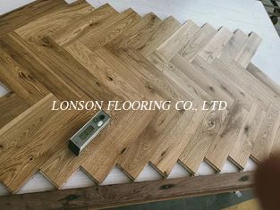Rustic Oak Herringbone Parquet Flooring Block, Natural Lacquered