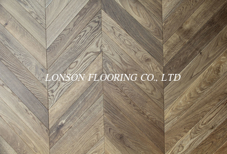 Dark Smoked &amp; Wax Oiled Chevron Oak Engineered Flooring Parquet to Euro