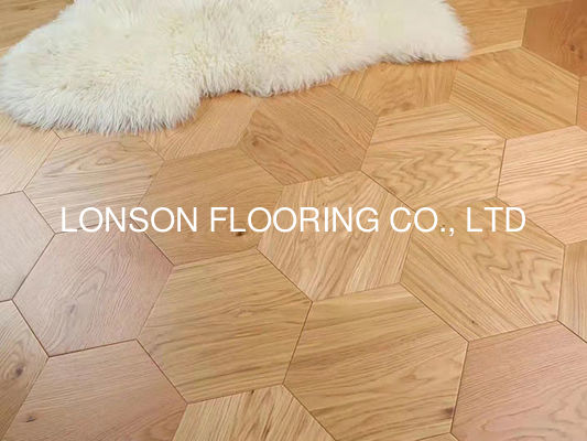 Quality 260 * 300 * 15MM Hexagon Wood Tile Flooring Hexagon Oak Parquet Flooring 89002-A factory