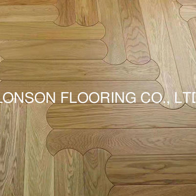 Quality Brushed Shaped Parquet Curved Herringbone Oak Flooring with Natural Lacquer factory