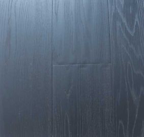 totally black stained oak engineered wood flooring, handscraped and brushed surface