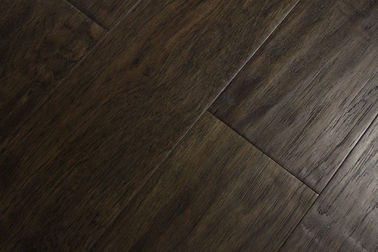 Hickory engineered hardwood flooring with handscraped &amp; brushed texture