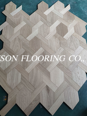 Natural Vanished Shaped Oak Parquet Flooring, Hexagon &amp; Trapizium Parquet