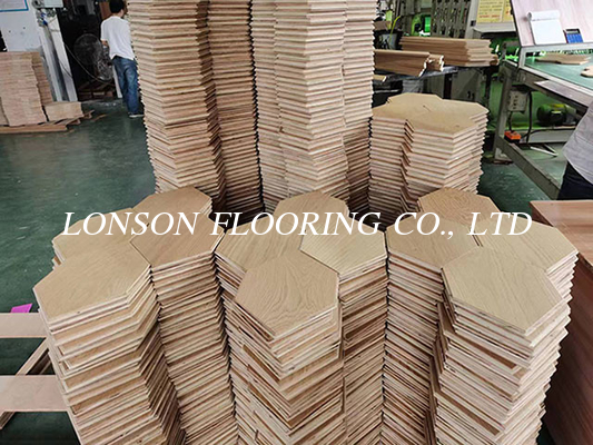 Natural Vanished Shaped Oak Parquet Flooring, Hexagon &amp; Shaped Parquet, ABC grade
