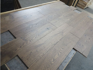 brown stained  white oak engineered wood flooring with character grade