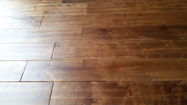 rustic Solid Birch Hardwood Flooring., stained and matt finishing, handscraped and chatter surface