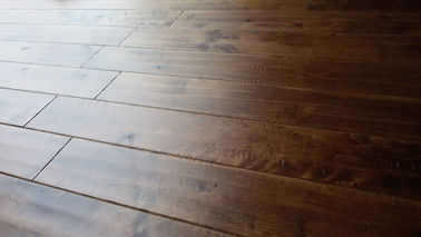 rustic Solid Birch Hardwood Flooring., stained and matt finishing, handscraped and chatter surface