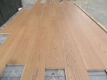 premium grade oak engineered wood flooring, AB, brushed, brown stained