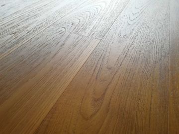 premium AB grade Burma Teak Engineered Wood Flooring with slight brushed surface and natural vanished