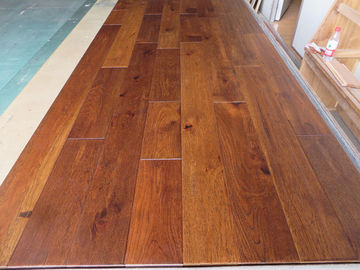 Toffee stained American Hickory Solid Hardwood Floorings, brushed and distressed finishing