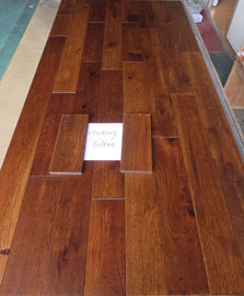 Toffee stained American Hickory Solid Hardwood Floorings, brushed and distressed finishing