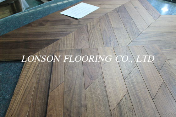 Width 90mm Natural Walnut Chevron Engineered wood flooring 510x90x10/4MM, AB grade, Brushed, UV lacquer