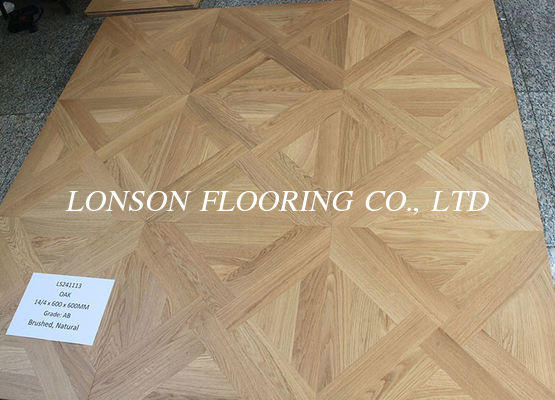 Bespoke Pattern Oak Versailles Engineered Flooring, No Bevel, Natural Vanished