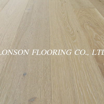 Popular Brushed White Washed UV Lac Oak Engineered Wood Flooring, Thickness 15/4mm