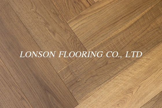 White Oak Herringbone Engineered Hardwood Flooring, Smoked, UV Oil