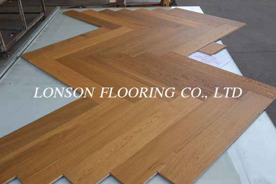 White Oak Herringbone Engineered Hardwood Flooring, Smoked, UV Oil