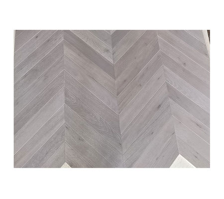 Chevron Parquet Oak engineered wood flooring with stone grey stained, selected ABC grade