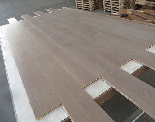 Premium AB grade Russian Oak engineered flooring with light grey stain, color E26