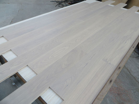 Premium Russian White Oak Engineered Wood Flooring, white stained, color E35