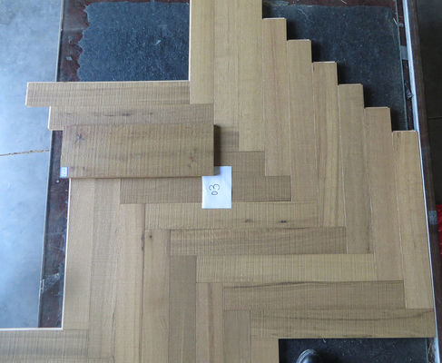 White Oak Herringbone Engineered Parquet Flooring, smoked &amp; saw mark, color 03