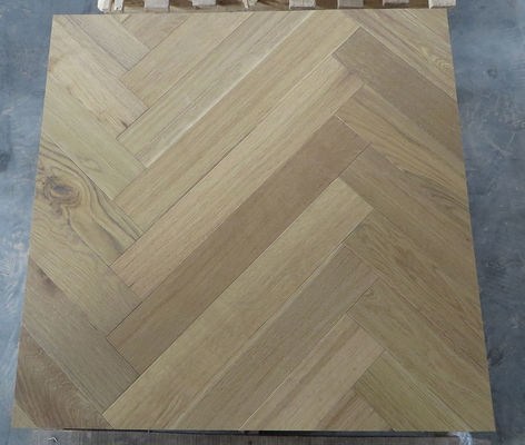 White Oak Herringbone/Fishbone Engineered Parquet Flooring, Smoked, Color 01-B