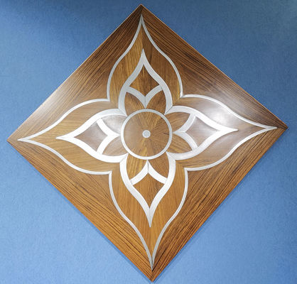 Metal Inlayed Parquet Wood Flooring, brass / stainless steel mixed with wood