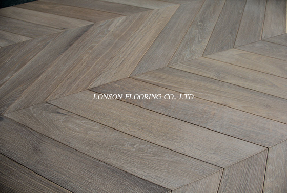 Smoked &amp; White Oiled Oak Chevron Engineered Wood Flooring