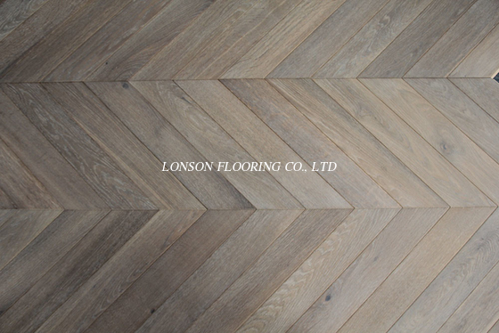 Smoked &amp; White Oiled Oak Chevron Engineered Wood Flooring