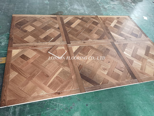 Smoked &amp; Stained Versailles Oak Parquet Engineered Flooring,  Character Grade