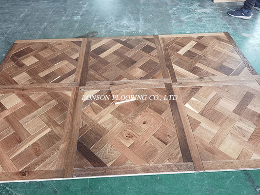 Smoked &amp; Stained Versailles Oak Parquet Engineered Flooring,  Character Grade